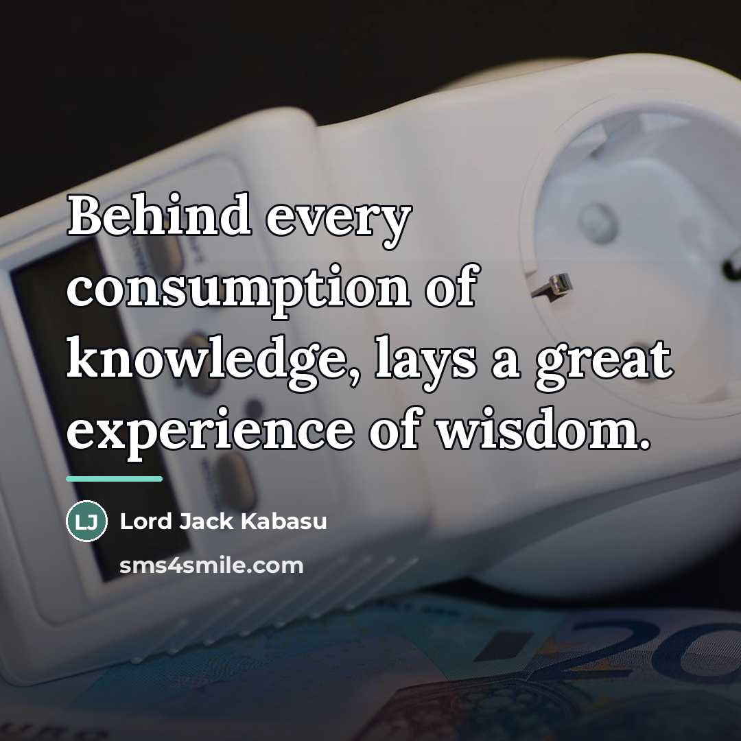 “Behind every consumption of knowledge, lays a great experience of…” quote by Lord Jack Kabasu