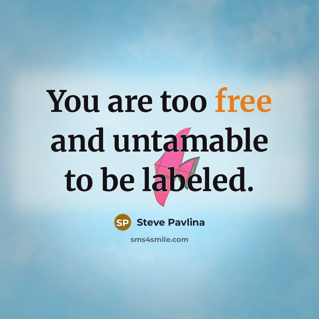 “You are too free and untamable to be labeled.…” quote by Steve Pavlina