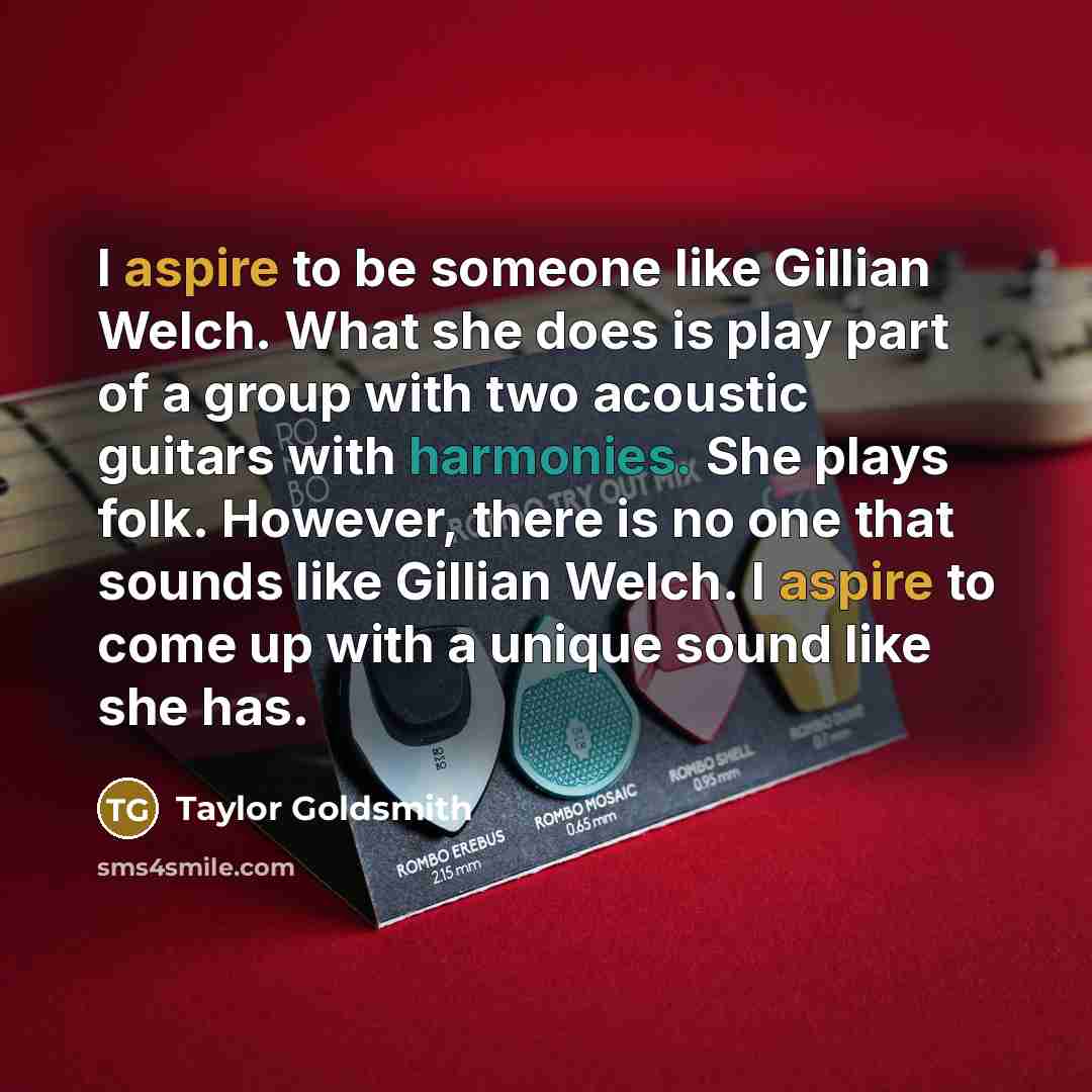 “I aspire to be someone like Gillian Welch. What she…” quote by Taylor Goldsmith