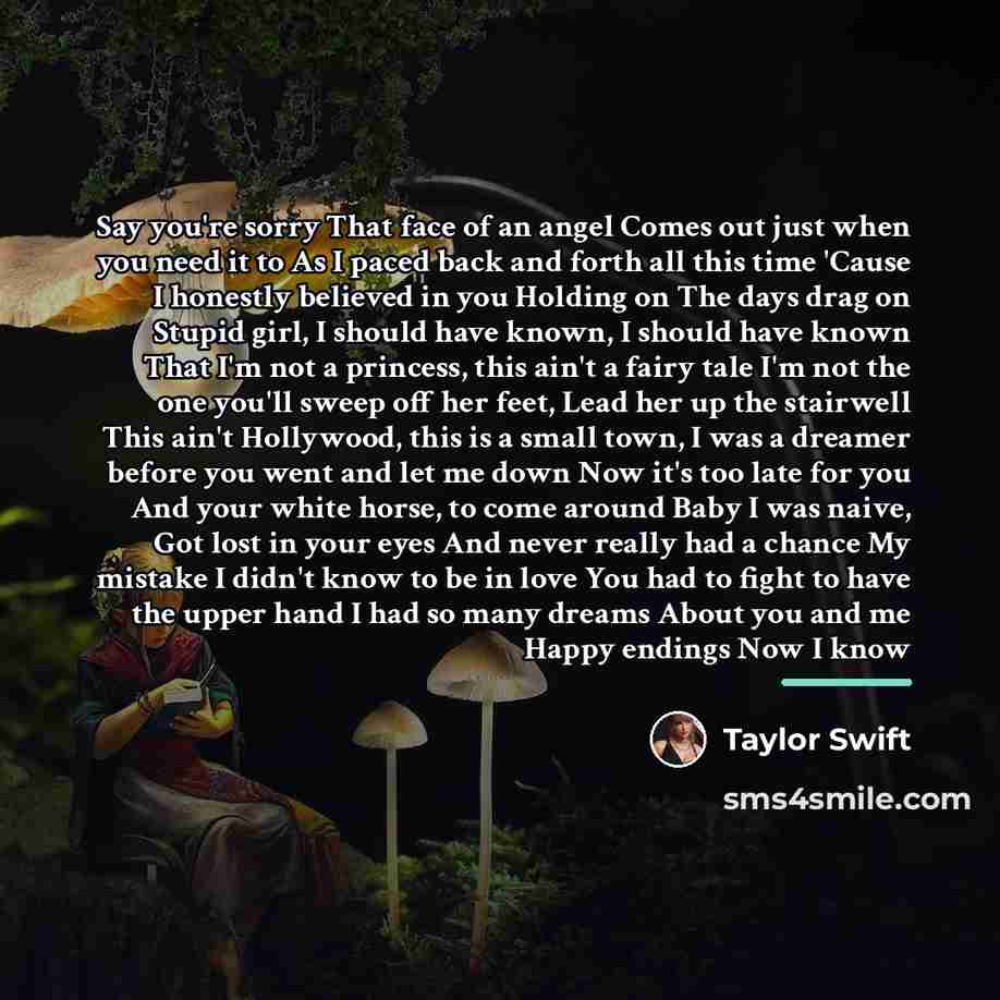 “Say you're sorry That face of an angel Comes out…” quote by Taylor Swift