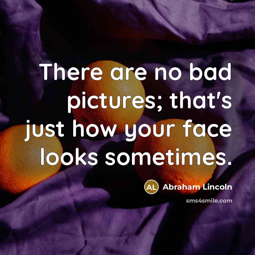 “There are no bad pictures; that's just how your face…” quote by Abraham Lincoln