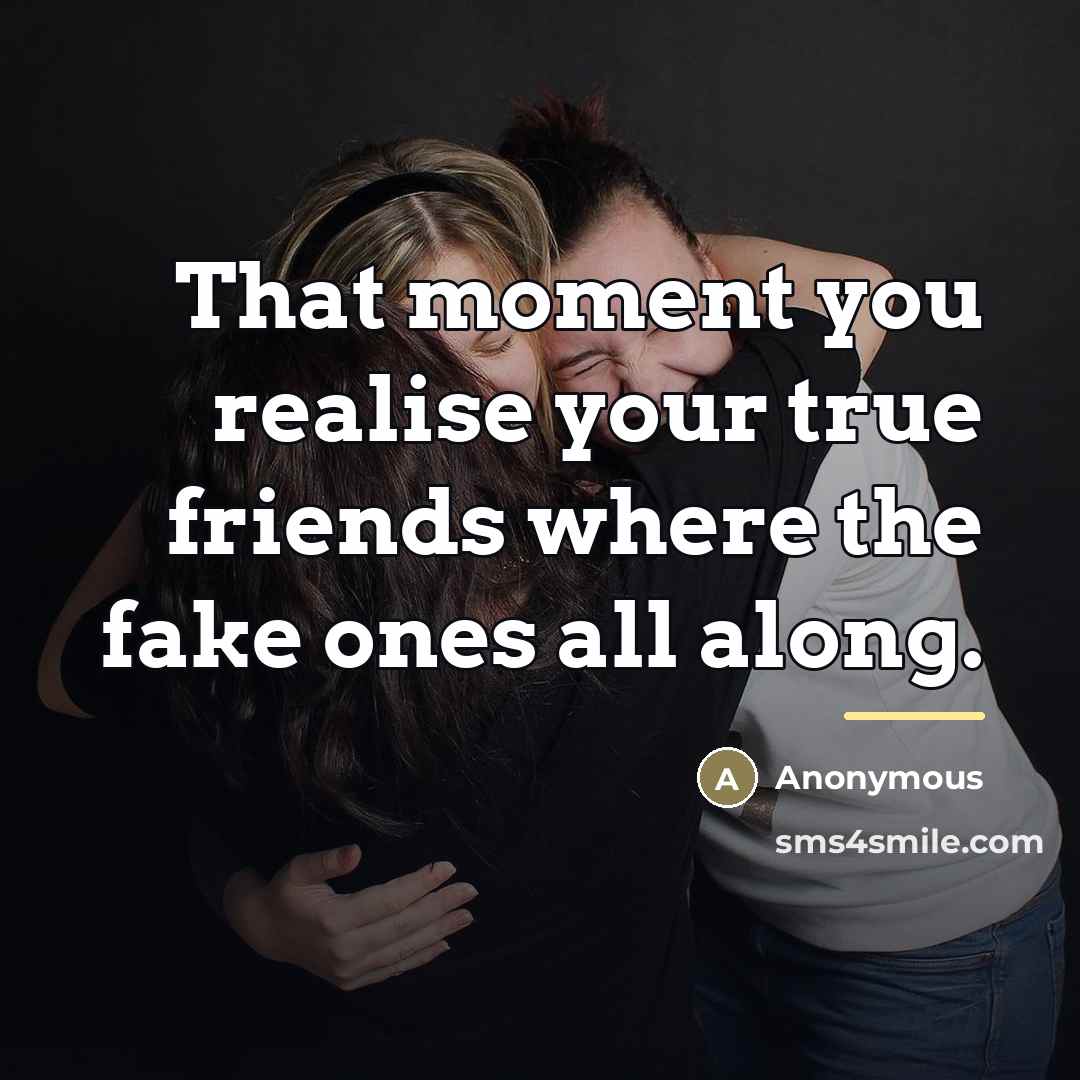 “That moment you realise your true friends where the fake…” quote by Anonymous