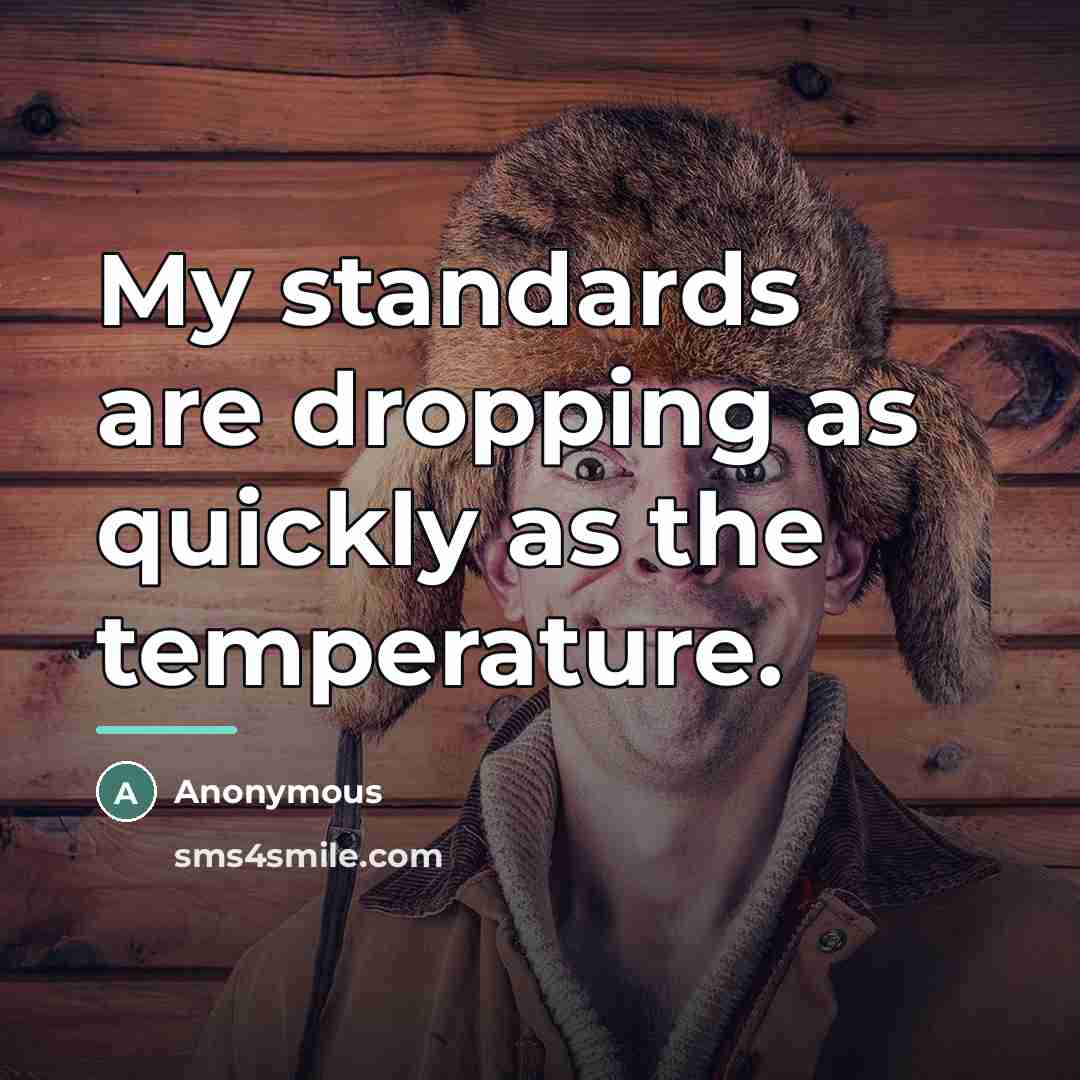 “My standards are dropping as quickly as the temperature.…” quote by Anonymous