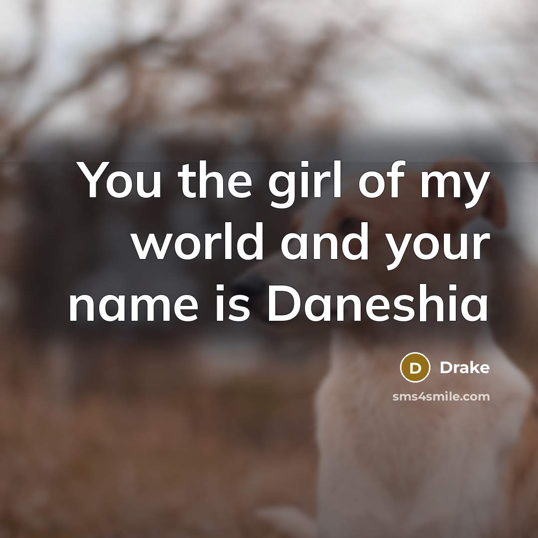 “You the girl of my world and your name is Daneshia” quote by Drake