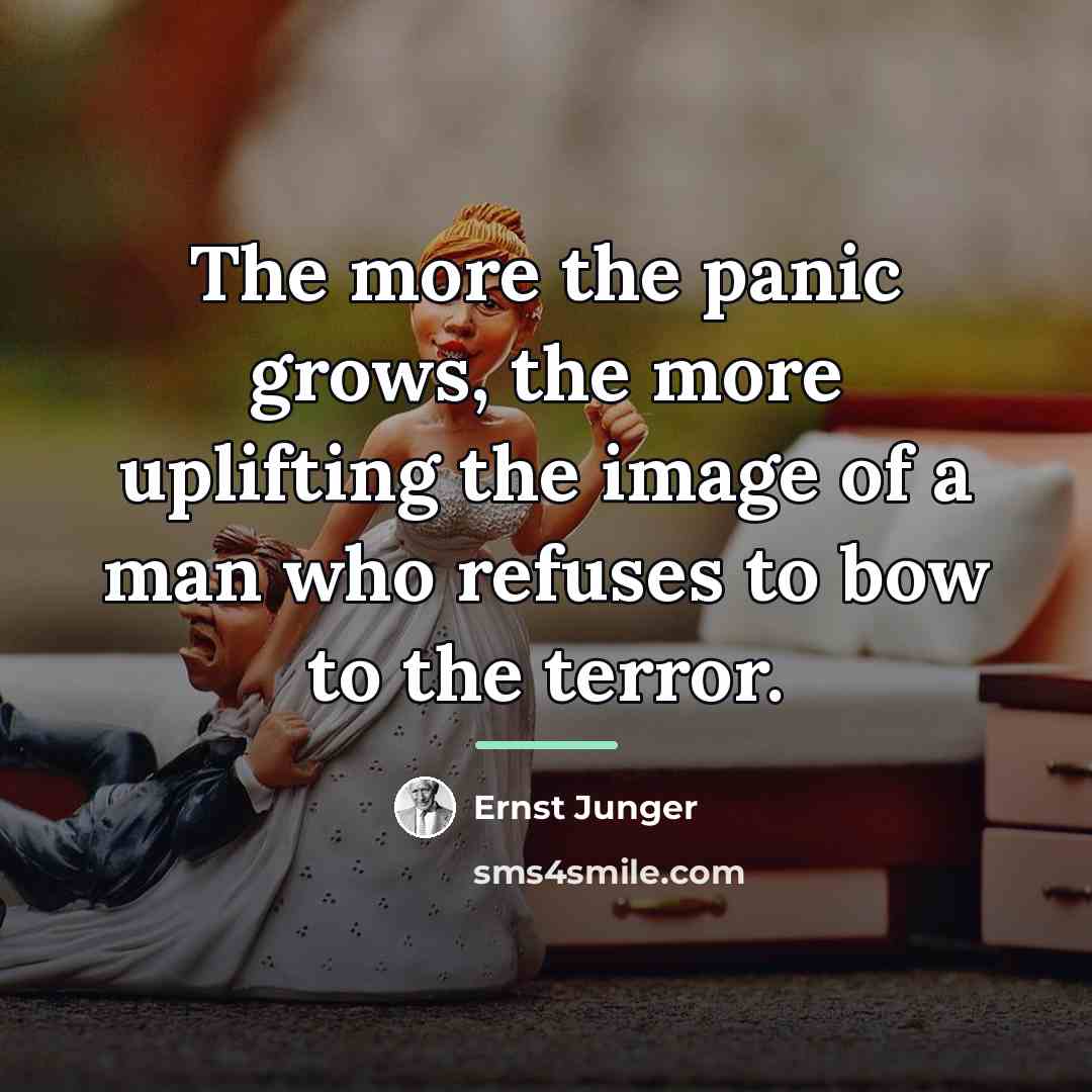 “The more the panic grows, the more uplifting the image…” quote by Ernst Junger