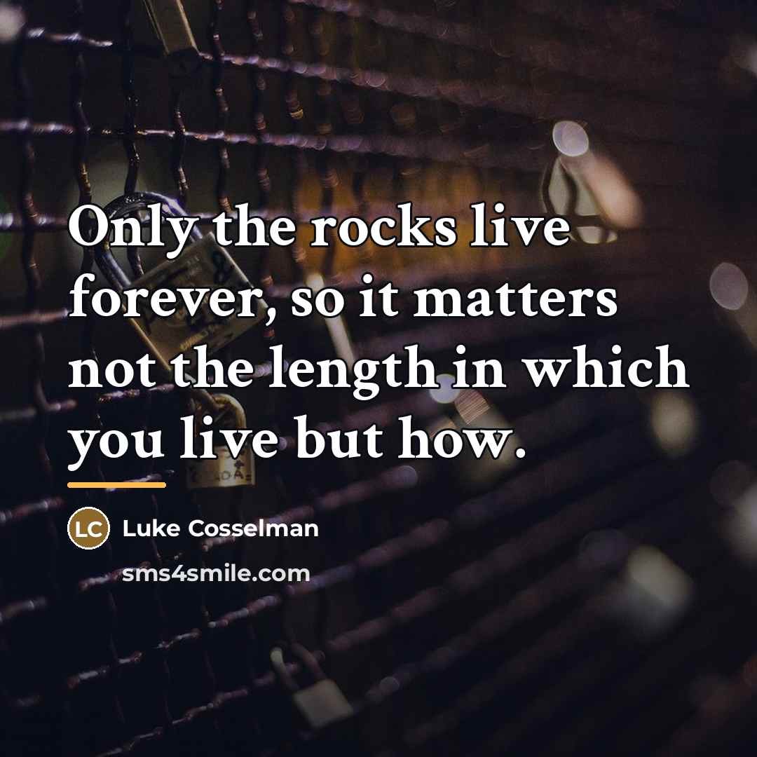 “Only the rocks live forever, so it matters not the…” quote by Luke Cosselman