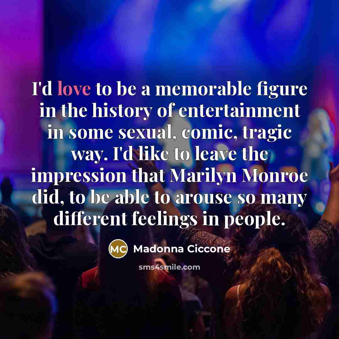 “I'd love to be a memorable figure in the history…” quote by Madonna Ciccone