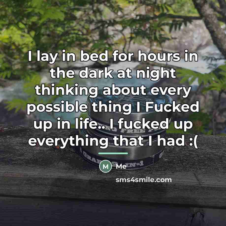 “I lay in bed for hours in the dark at…” quote by Me