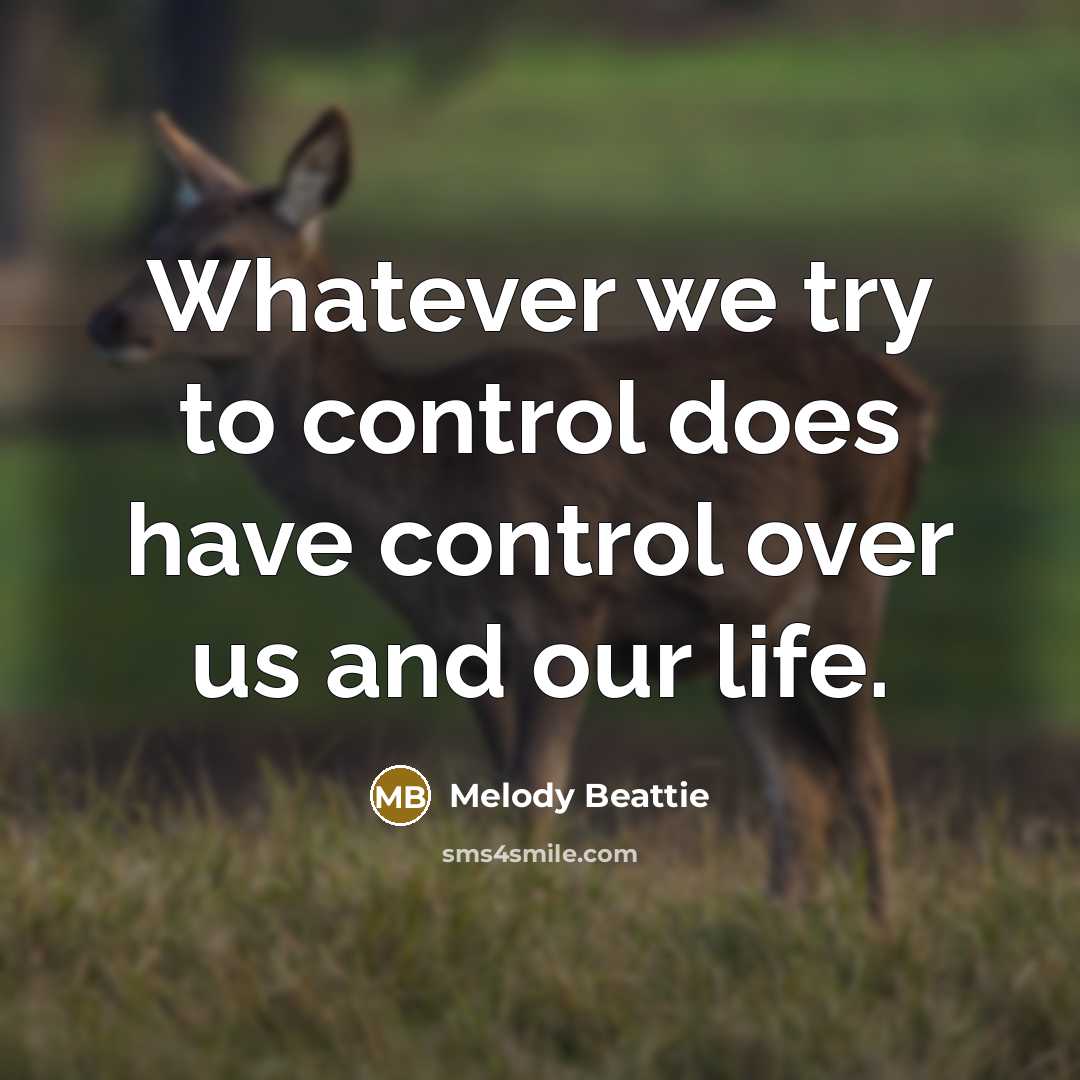 “Whatever we try to control does have control over us and our life.” quote by Melody Beattie