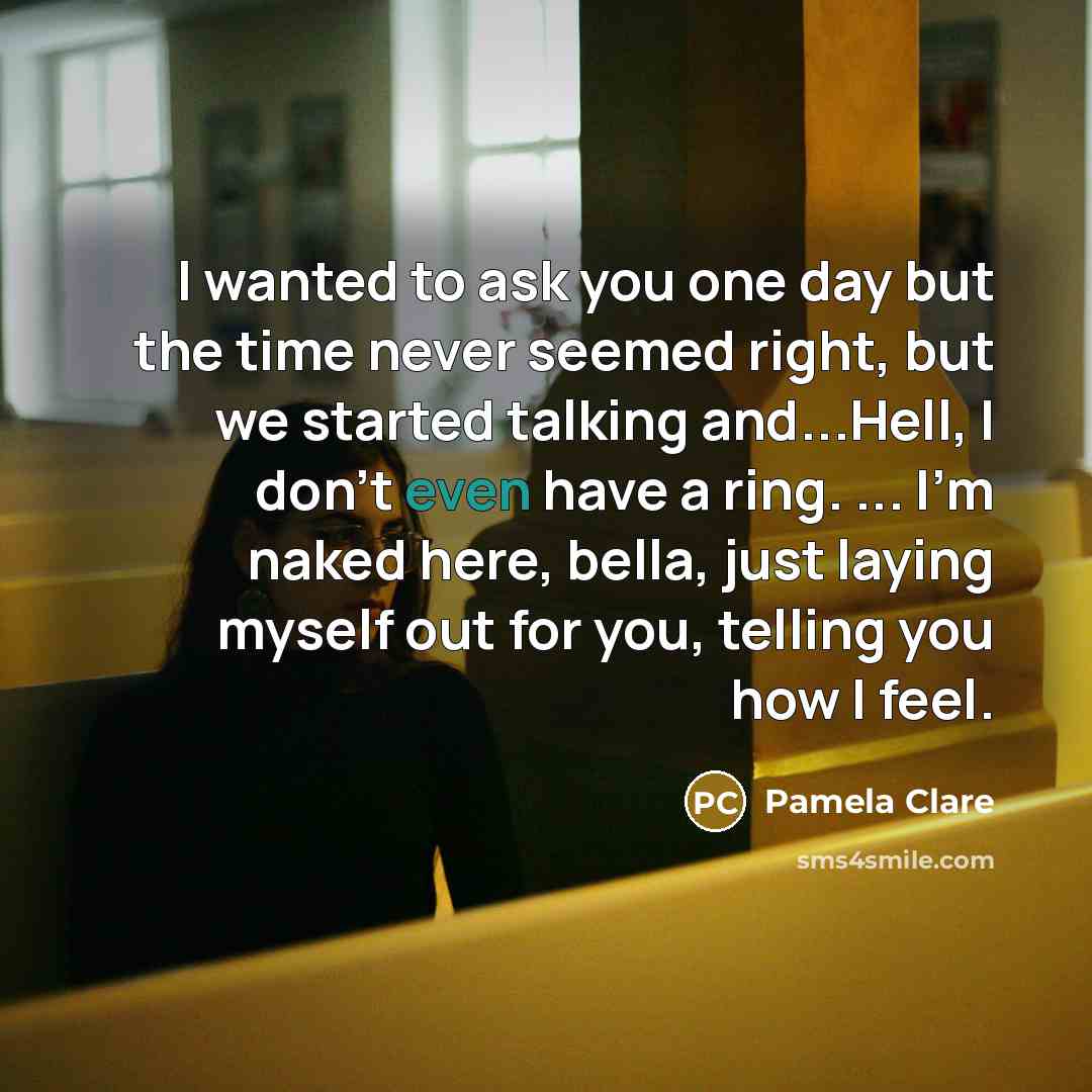 “I wanted to ask you one day but the time…” quote by Pamela Clare