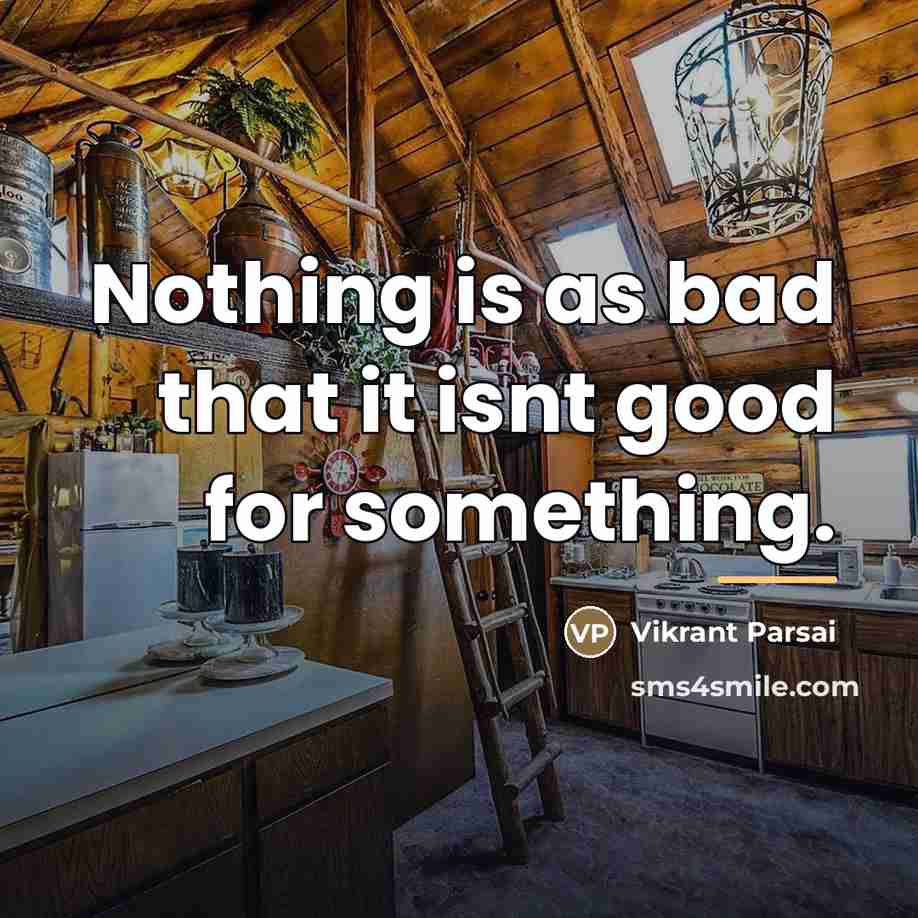 “Nothing is as bad that it isnt good for something.…” quote by Vikrant Parsai