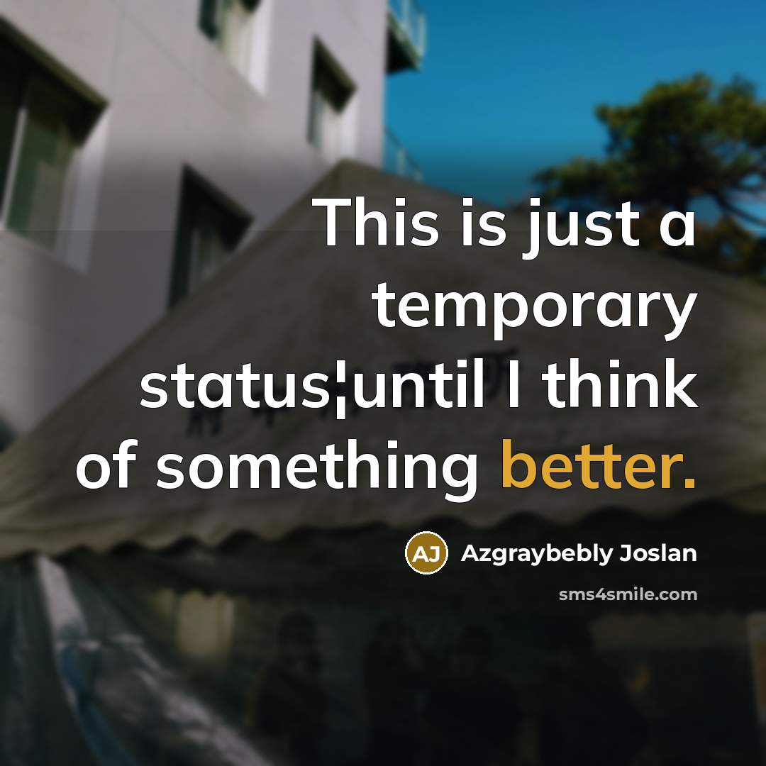 “This is just a temporary status¦until I think of something better.” quote by Azgraybebly Joslan