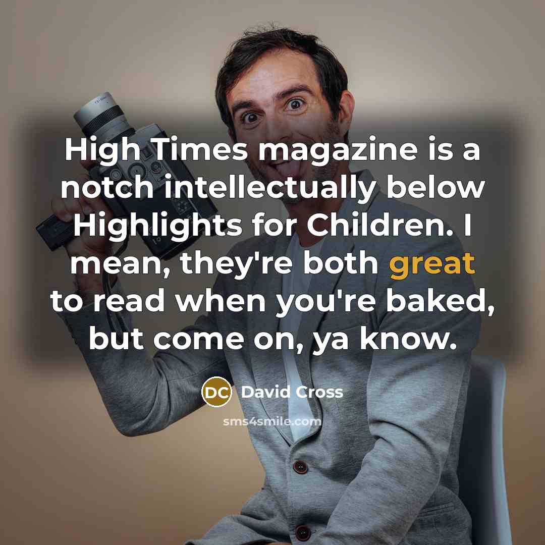 “High Times magazine is a notch intellectually below Highlights for…” quote by David Cross