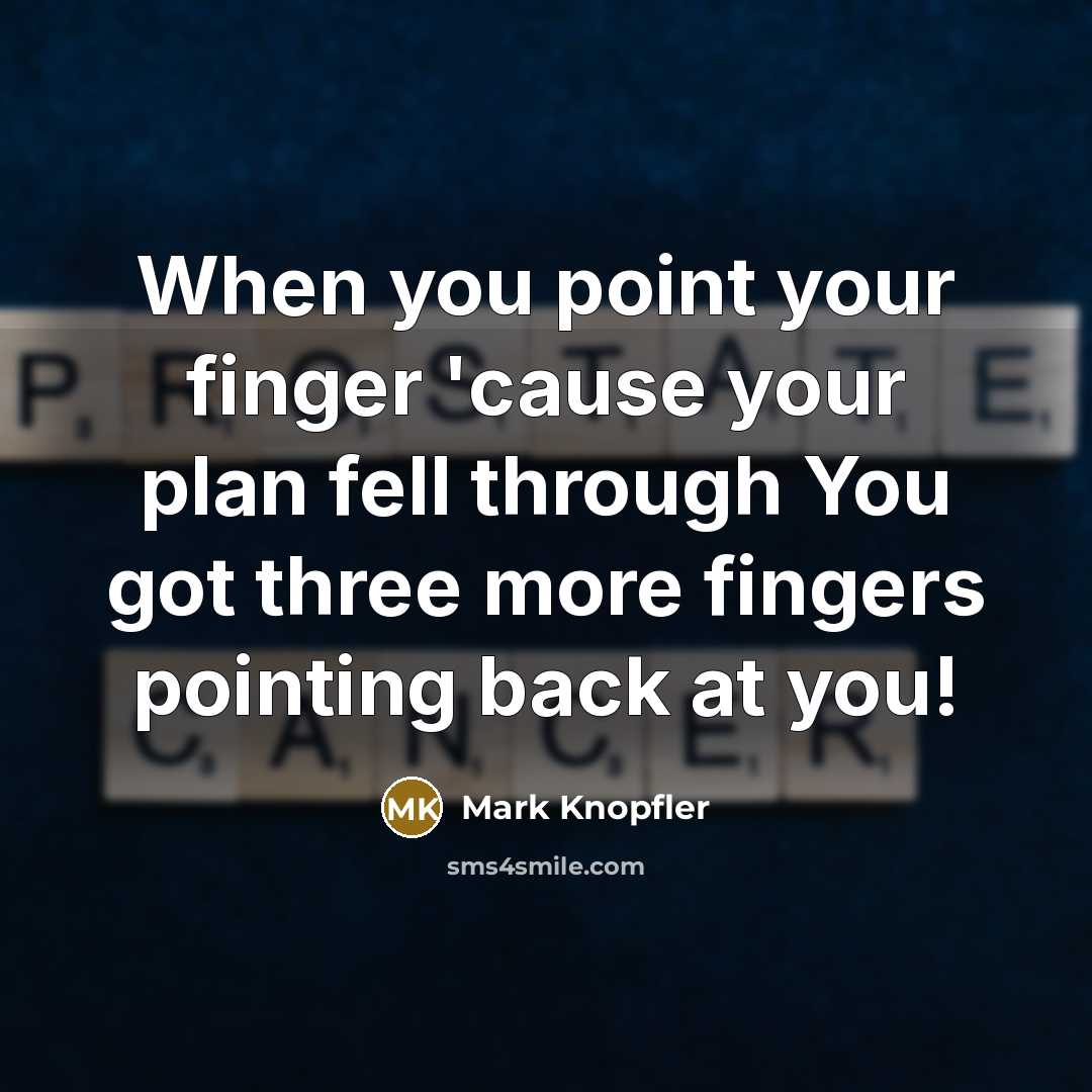 “When you point your finger 'cause your plan fell through…” quote by Mark Knopfler