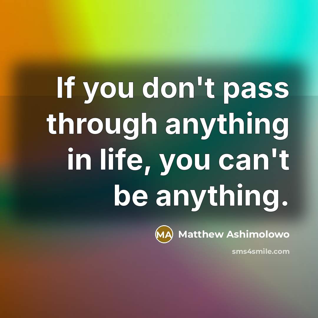 “If you don't pass through anything in life, you can't…” quote by Matthew Ashimolowo