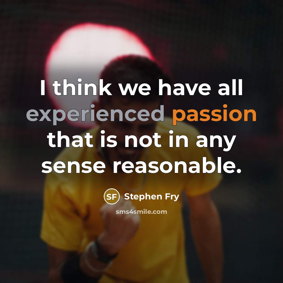 “I think we have all experienced passion that is not in any sense reasonable.” quote by Stephen Fry