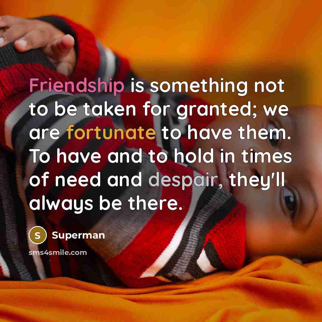 “Friendship is something not to be taken for granted; we…” quote by Superman