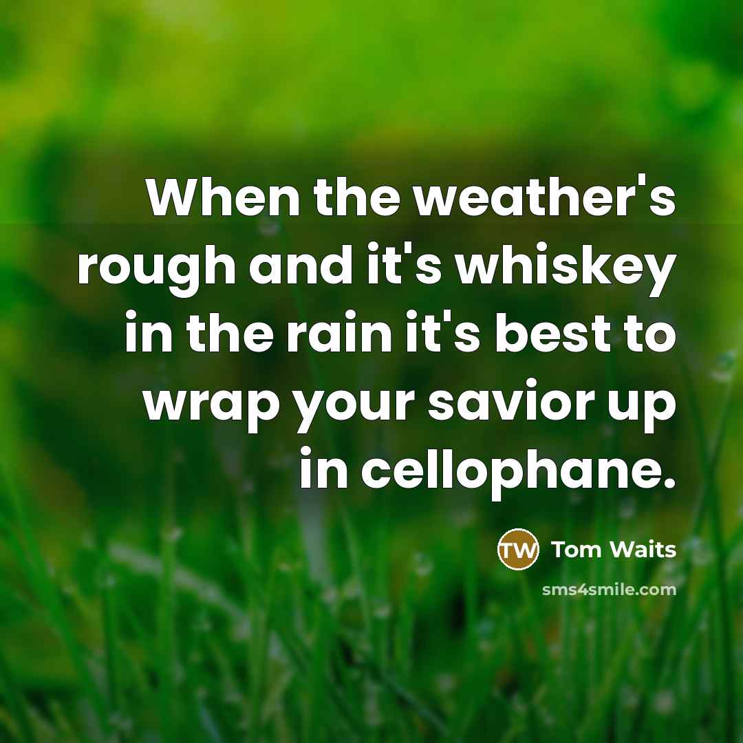 “When the weather's rough and it's whiskey in the rain…” quote by Tom Waits