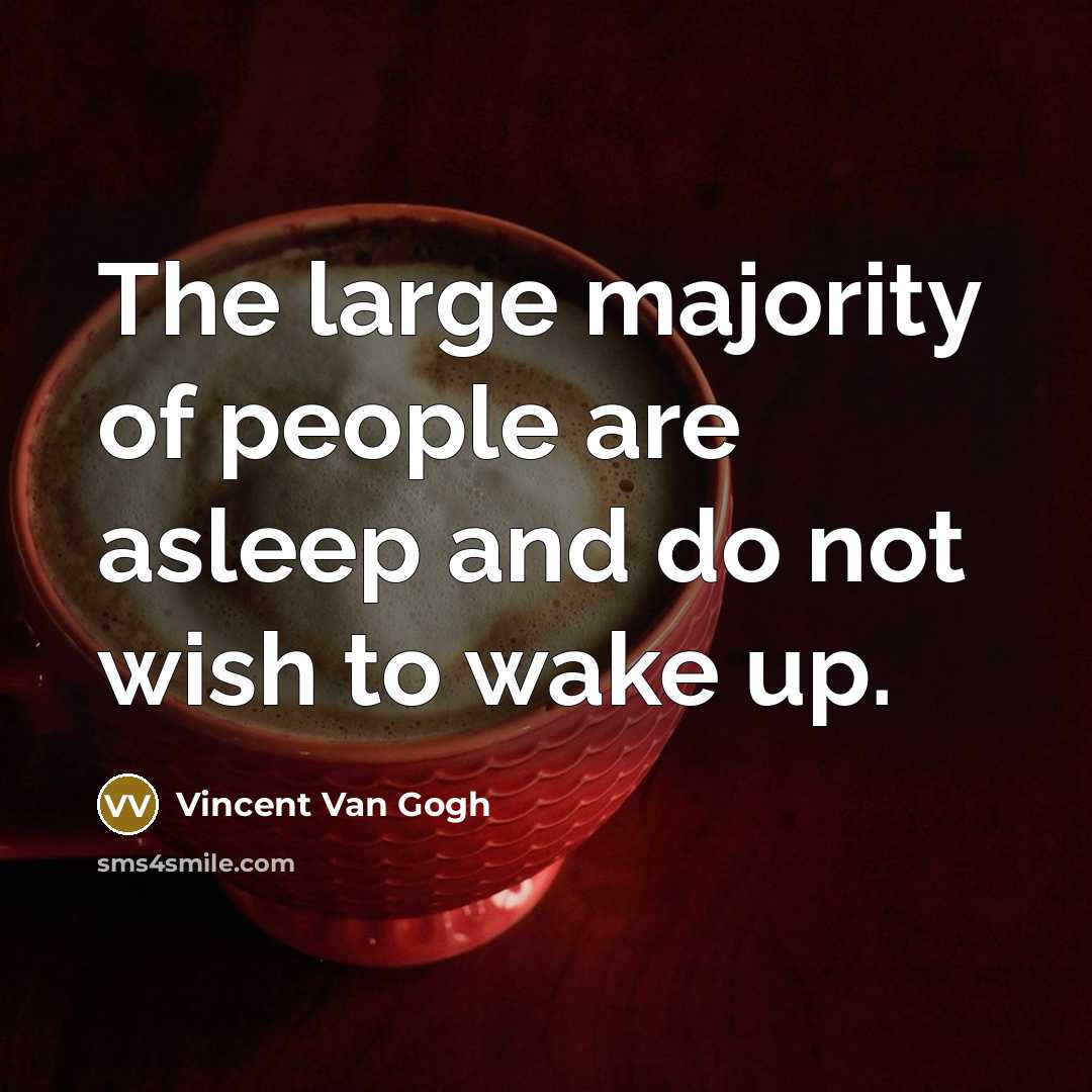 “The large majority of people are asleep and do not…” quote by Vincent Van Gogh