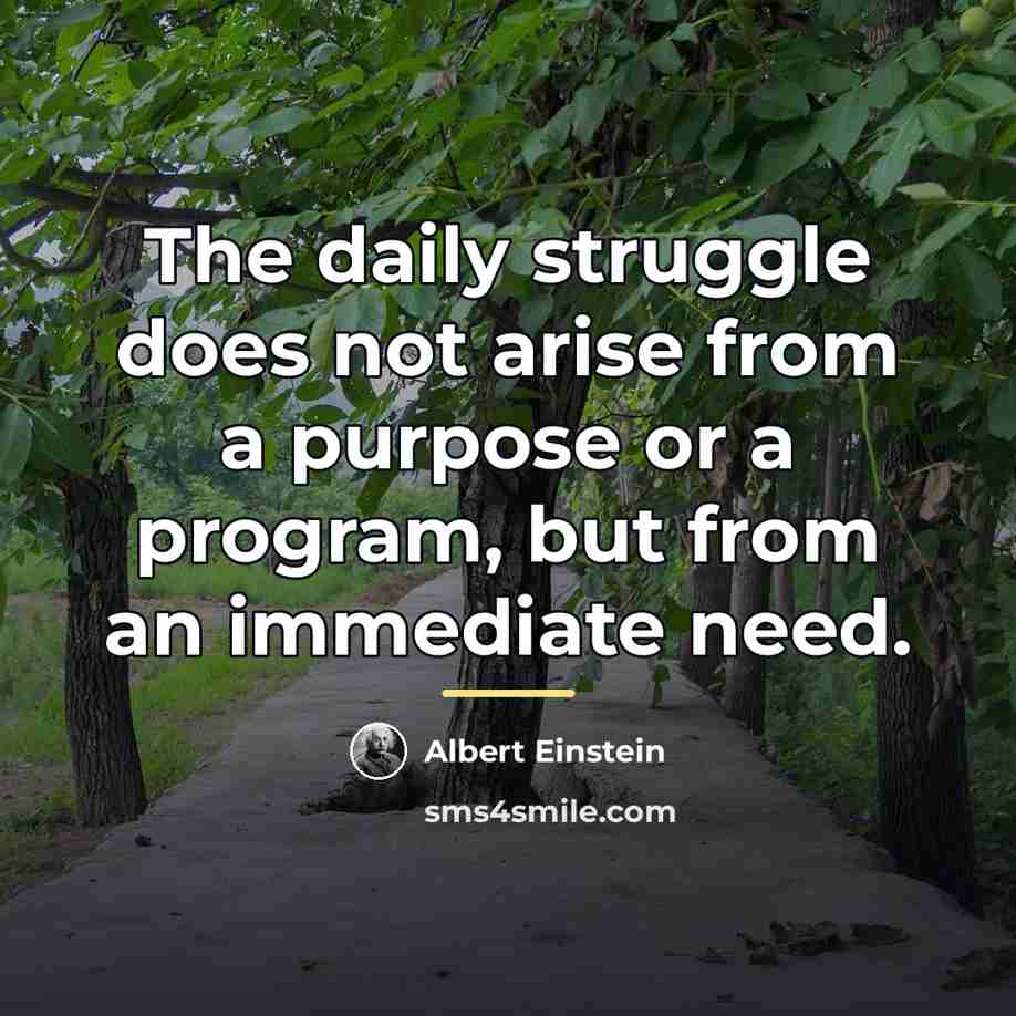 “The daily struggle does not arise from a purpose or…” quote by Albert Einstein