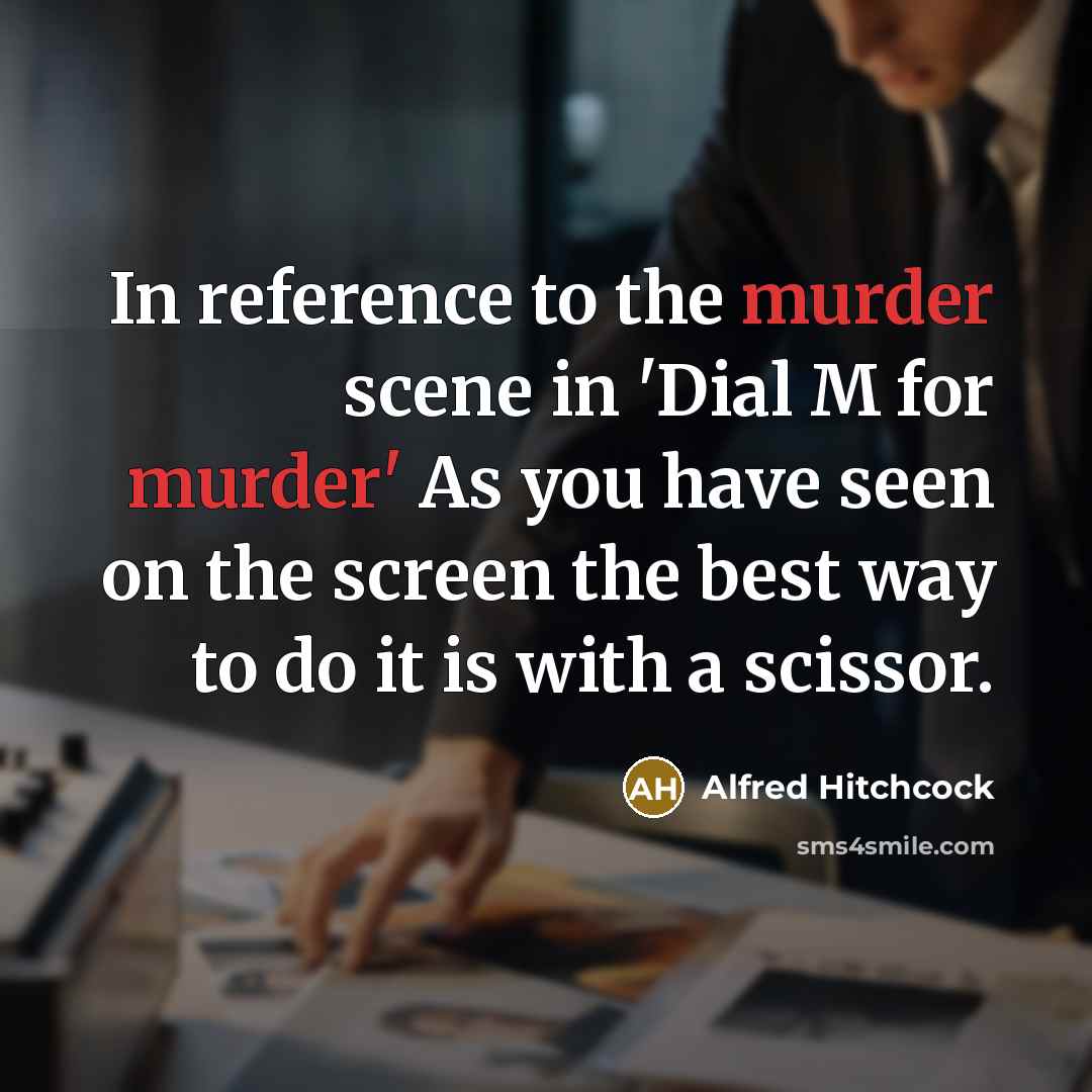 “In reference to the murder scene in 'Dial M for…” quote by Alfred Hitchcock