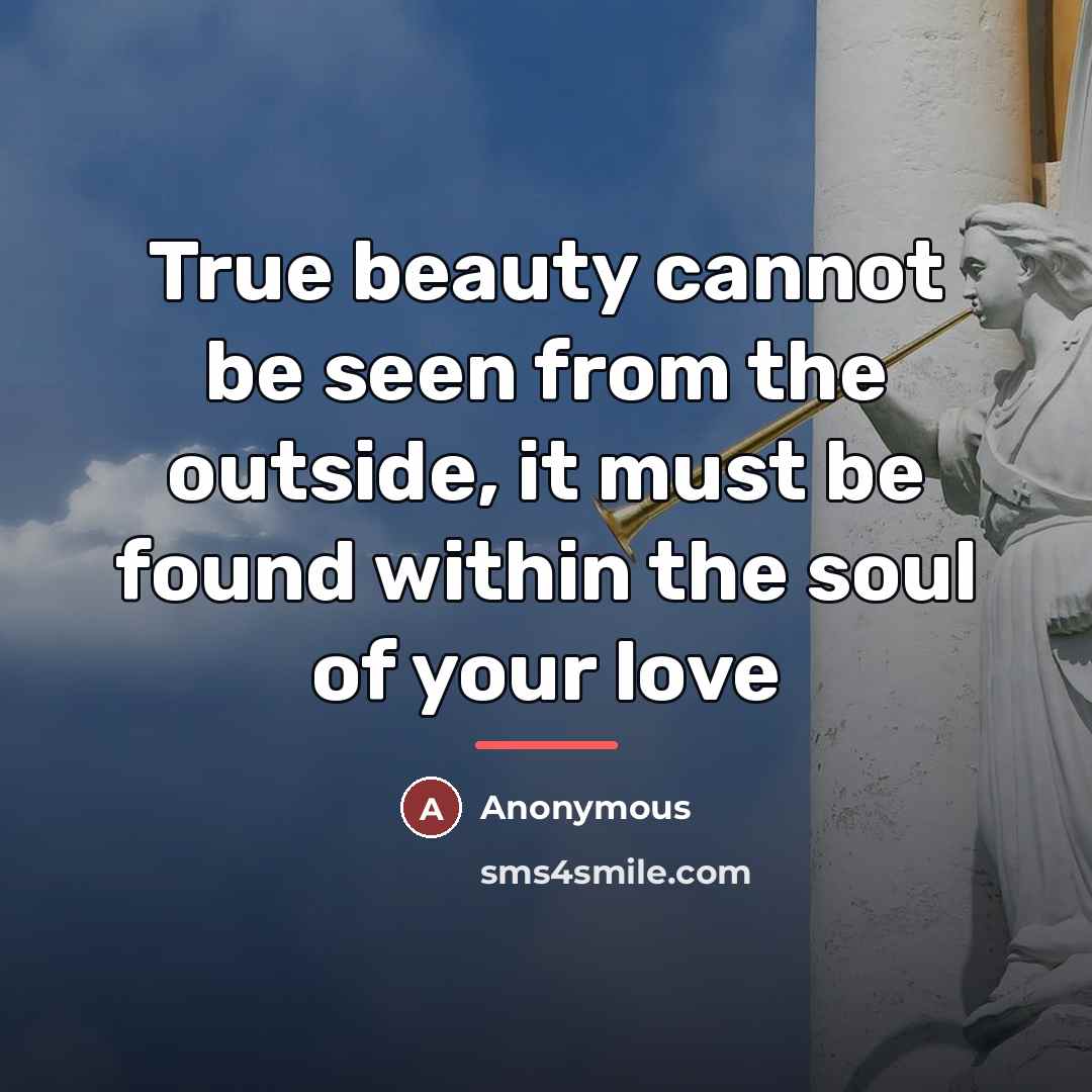 “True beauty cannot be seen from the outside, it must…” quote by Anonymous