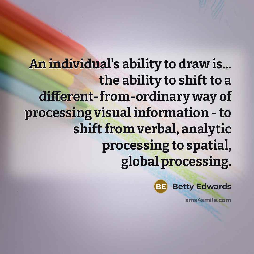 “An individual's ability to draw is... the ability to shift…” quote by Betty Edwards