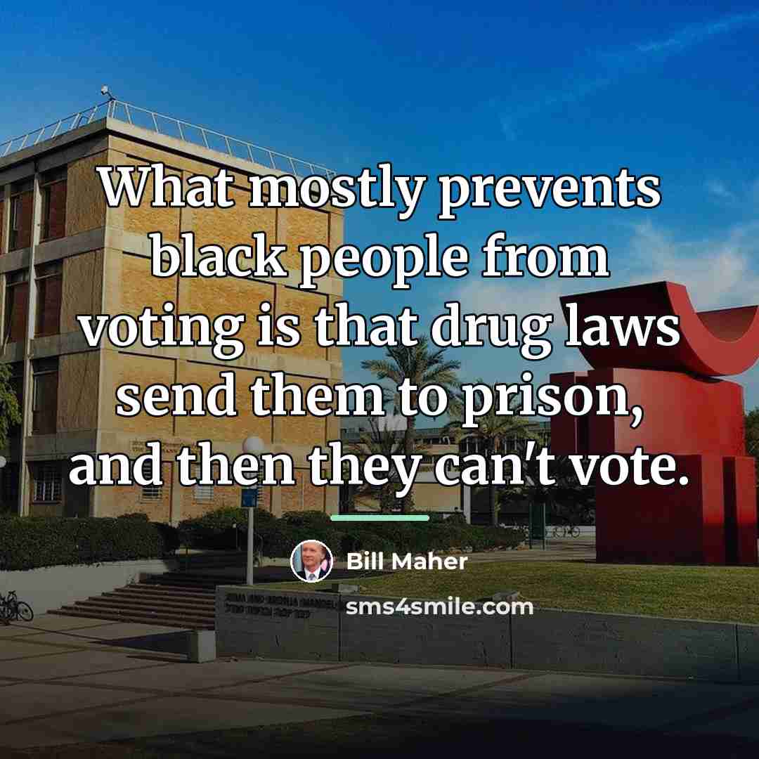 “What mostly prevents black people from voting is that drug…” quote by Bill Maher