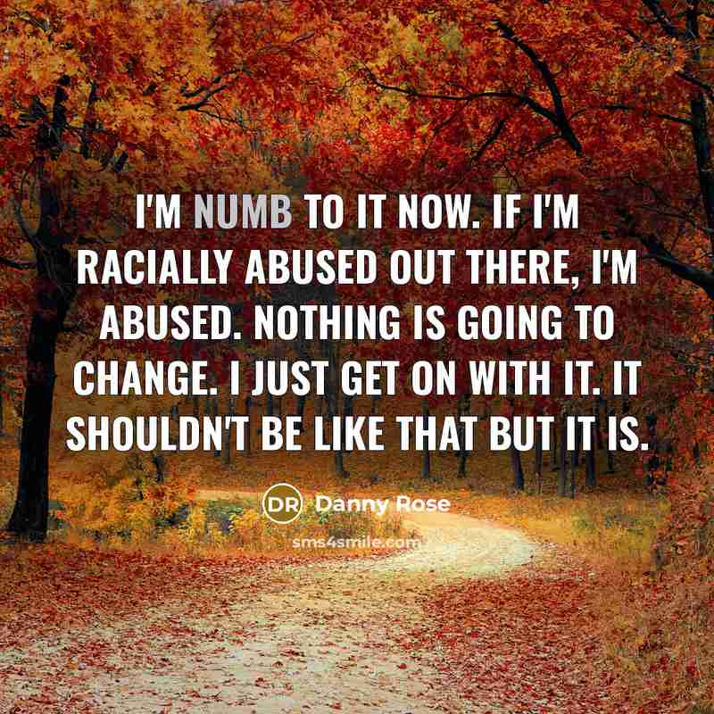 “I'm numb to it now. If I'm racially abused out…” quote by Danny Rose