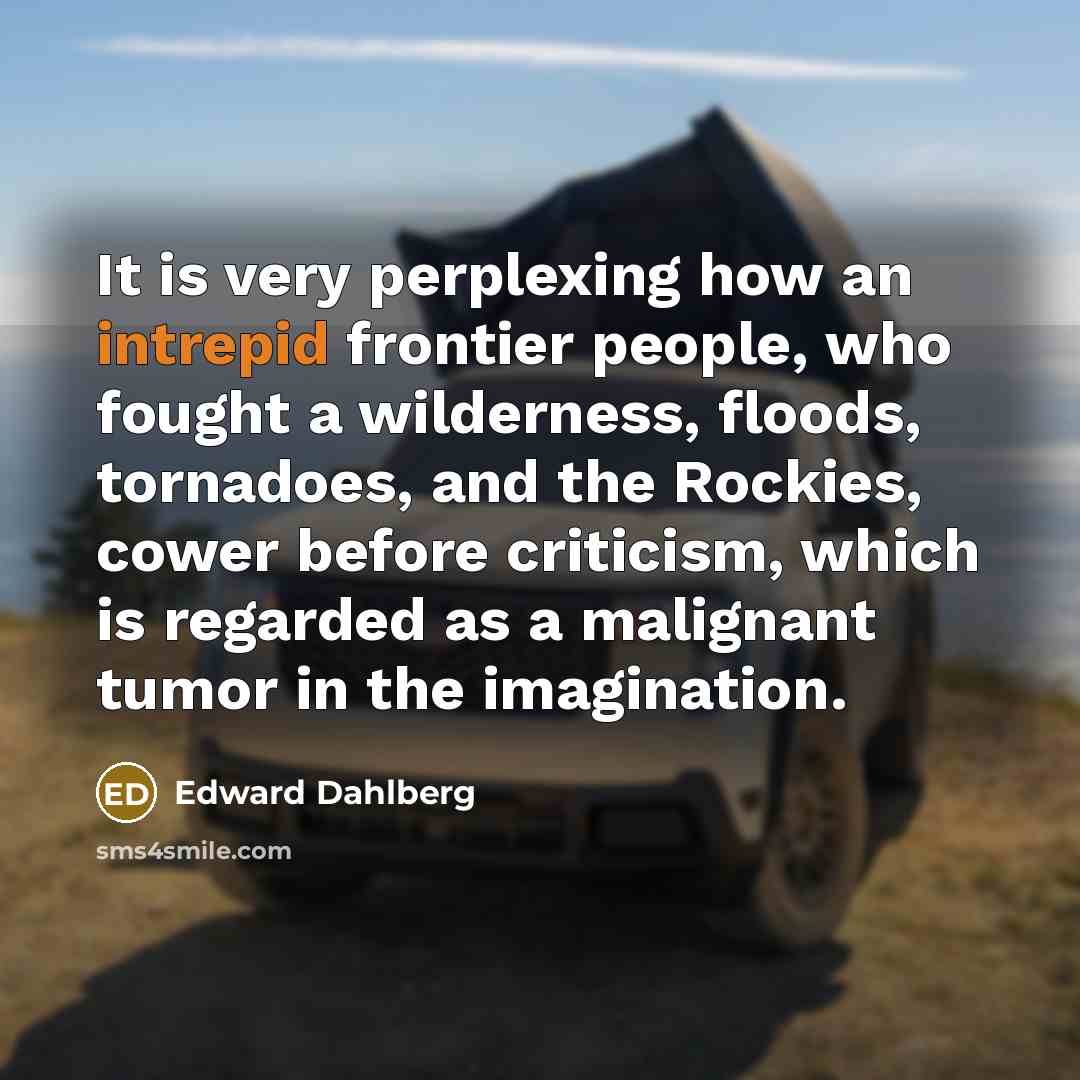 “It is very perplexing how an intrepid frontier people, who…” quote by Edward Dahlberg