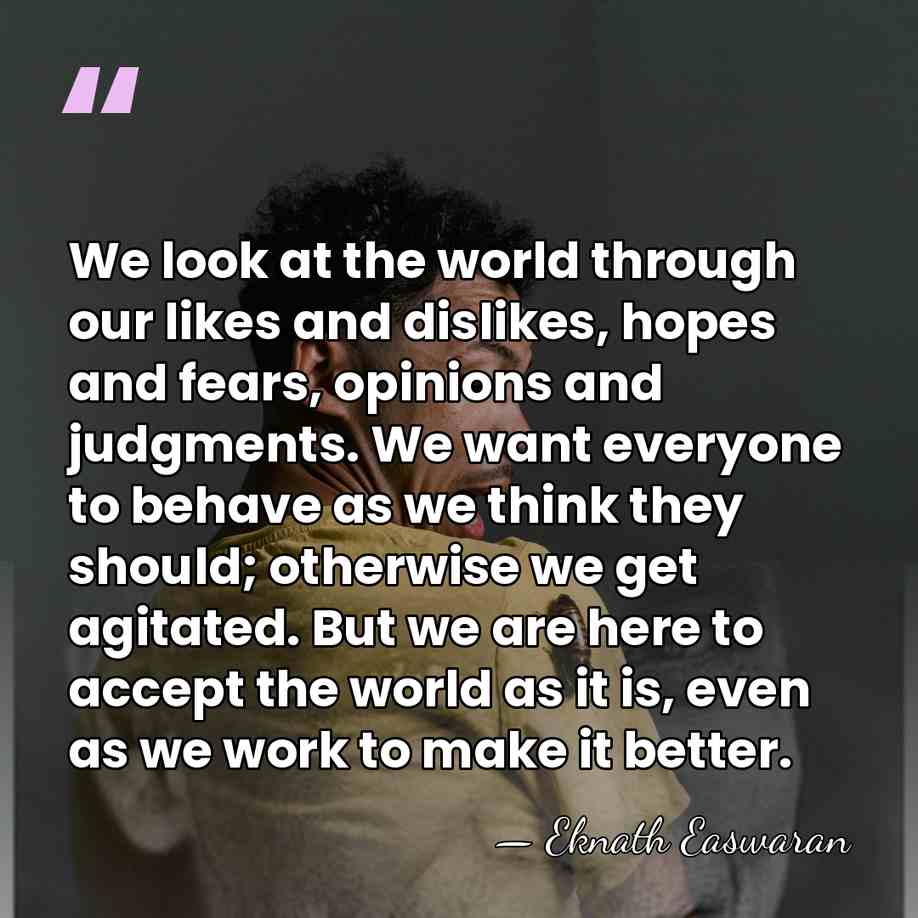 We look at the world through our likes and dislikes, hopes and&hellip; - Eknath Easwaran