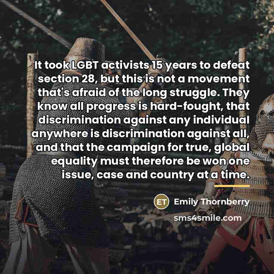 “It took LGBT activists 15 years to defeat section 28,…” quote by Emily Thornberry