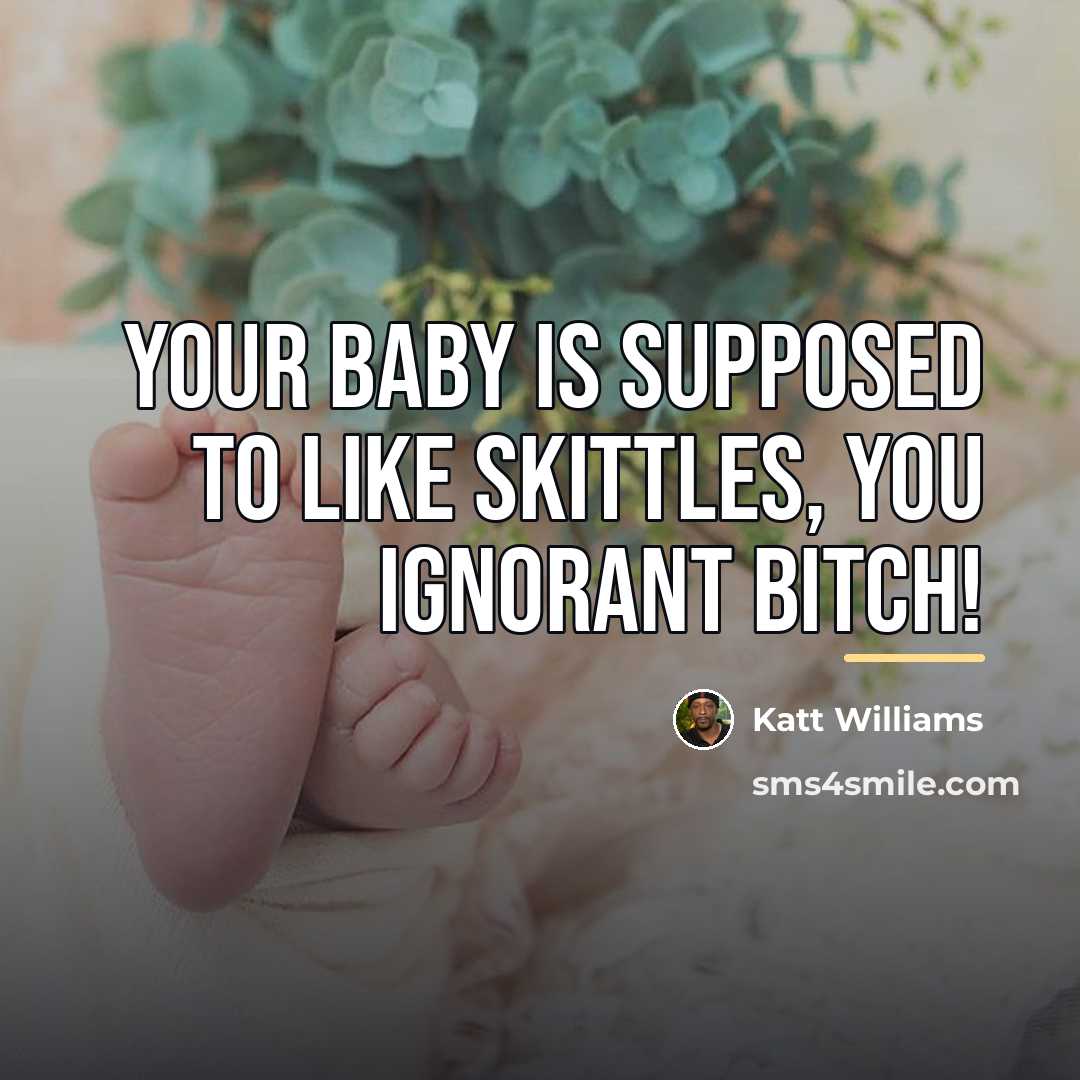 “Your baby is supposed to like Skittles, you ignorant bitch!…” quote by Katt Williams