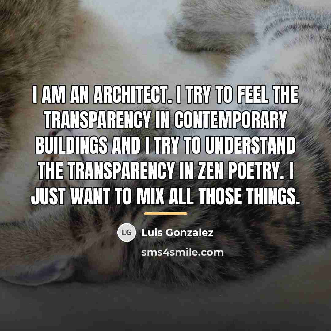 “I am an architect. I try to feel the transparency…” quote by Luis Gonzalez