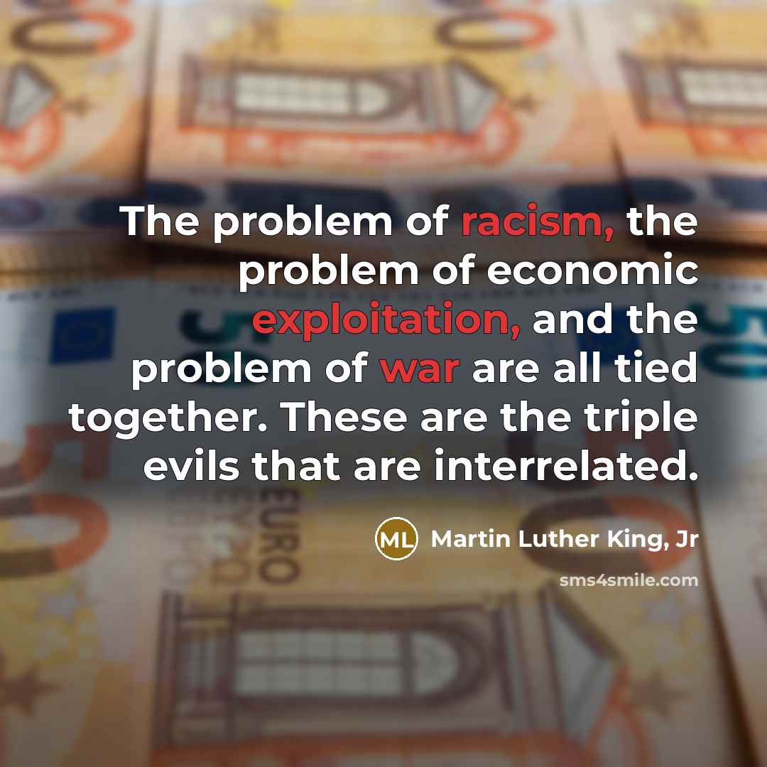 “The problem of racism, the problem of economic exploitation, and…” quote by Martin Luther King, Jr