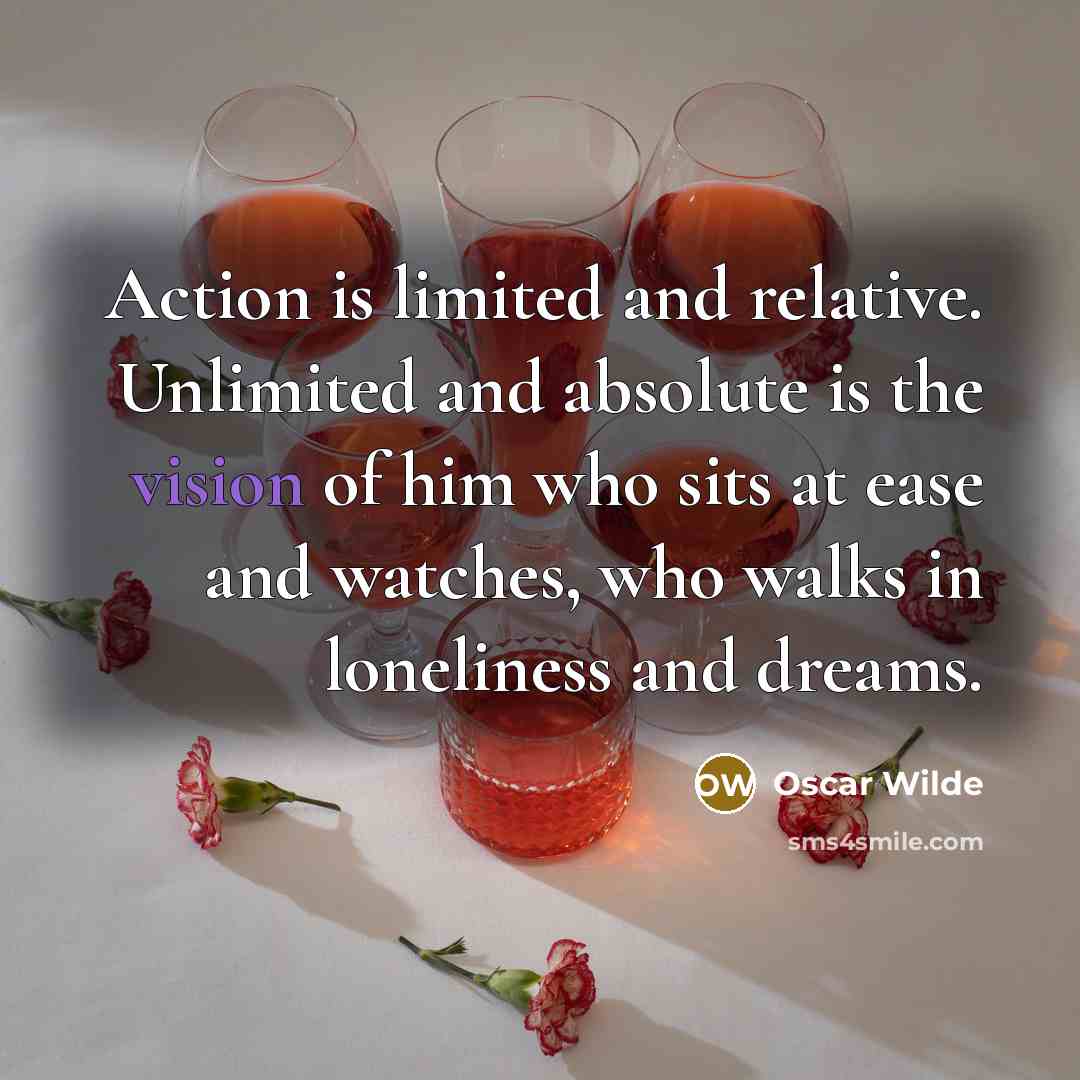 “Action is limited and relative. Unlimited and absolute is the…” quote by Oscar Wilde