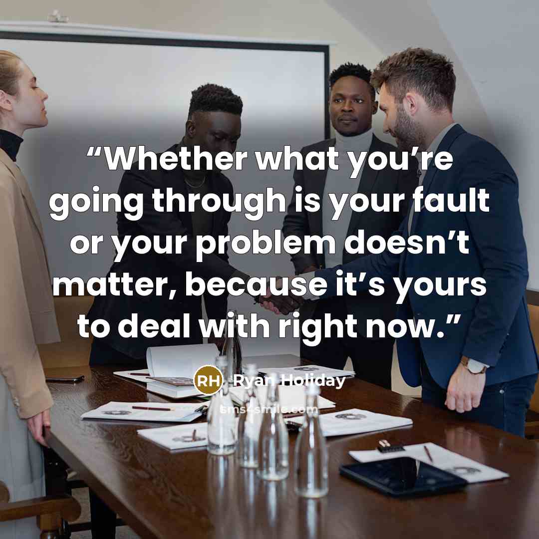 “Whether what you’re going through is your fault or your problem doesn’t matter, because it’s yours to deal with right now.” quote by Ryan Holiday