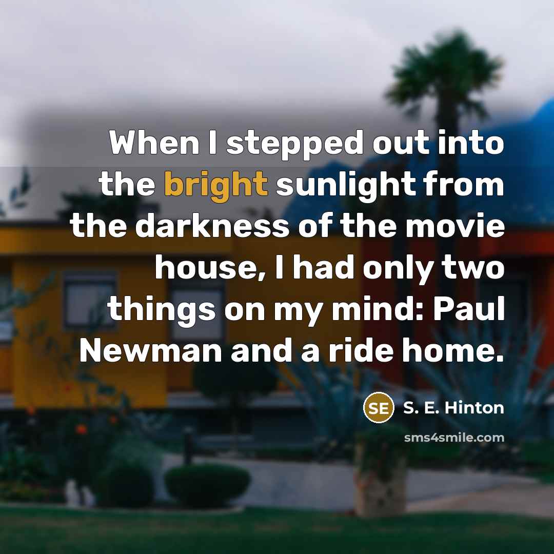 “When I stepped out into the bright sunlight from the…” quote by S. E. Hinton