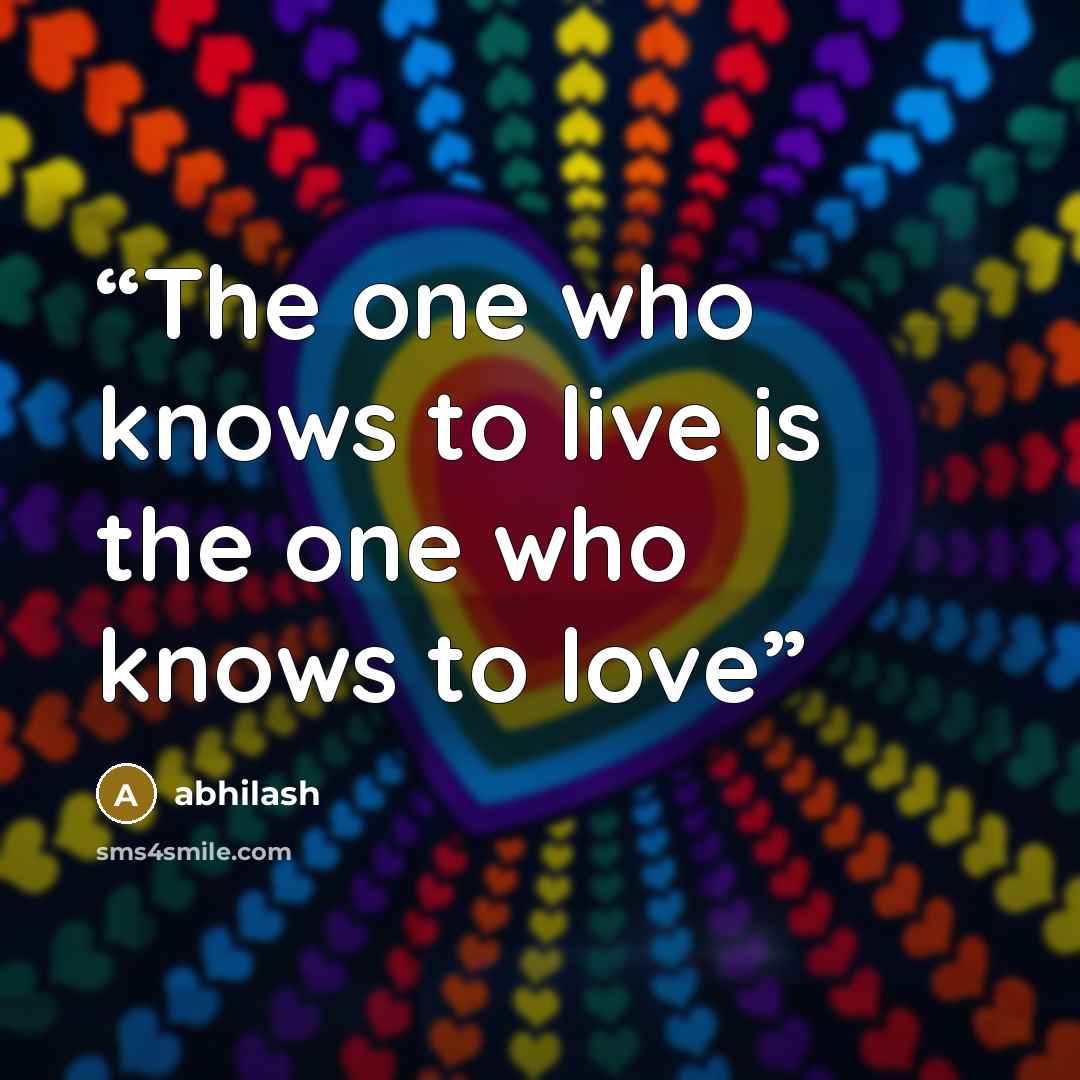 “The one who knows to live is the one who knows to love” quote by abhilash