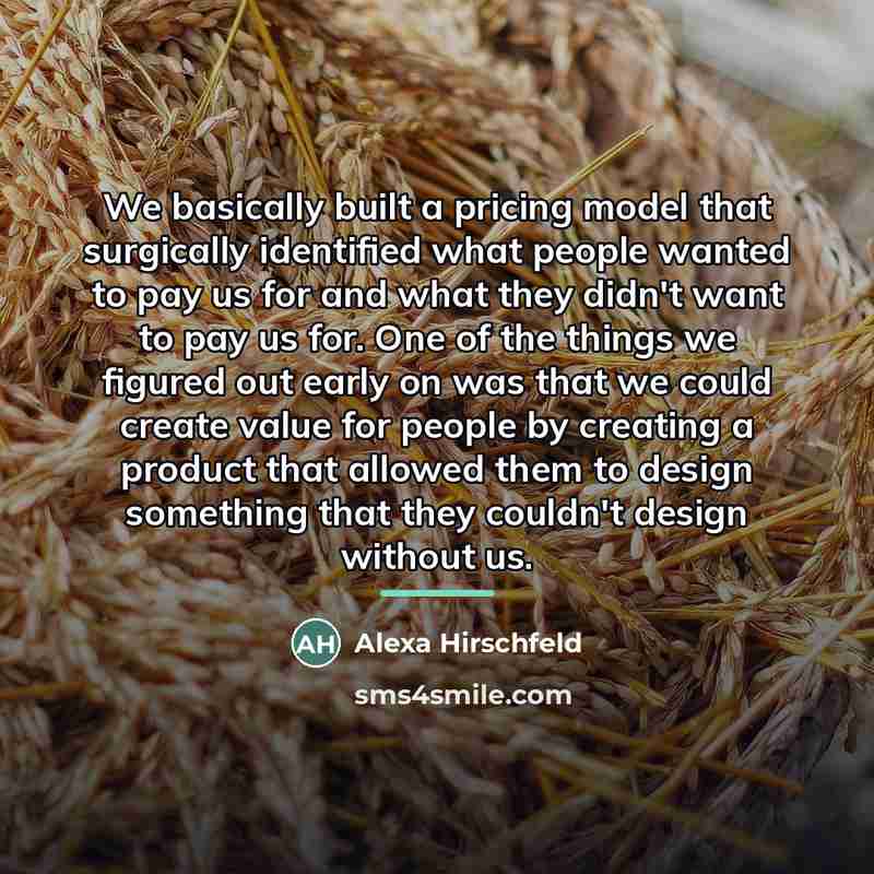 “We basically built a pricing model that surgically identified what…” quote by Alexa Hirschfeld