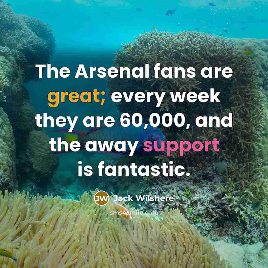 “The Arsenal fans are great; every week they are 60,000,…” quote by Jack Wilshere