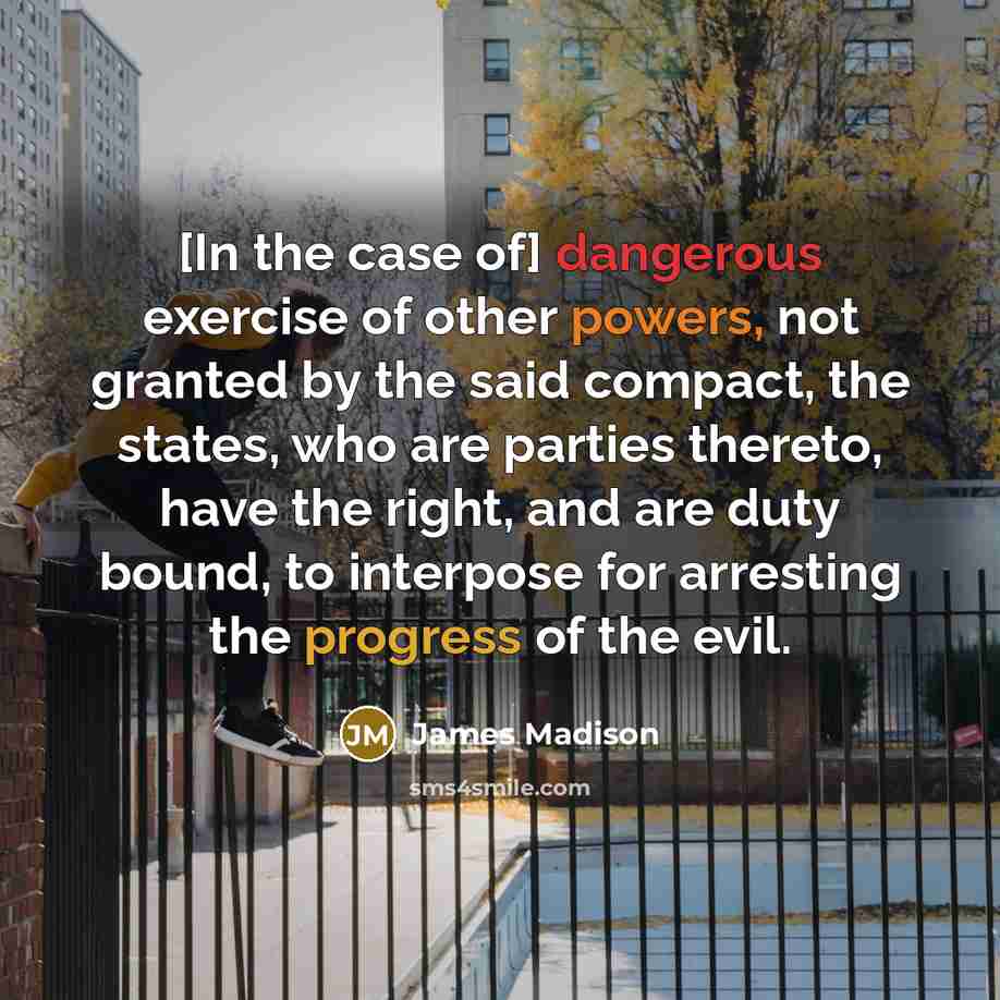 “[In the case of] dangerous exercise of other powers, not…” quote by James Madison