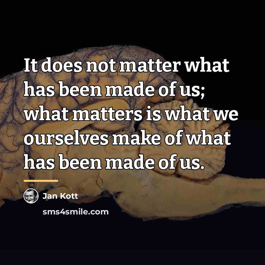 “It does not matter what has been made of us;…” quote by Jan Kott