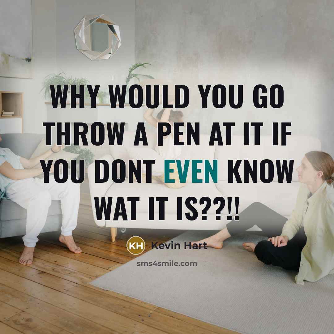 “Why would you go throw a pen at it if…” quote by Kevin Hart