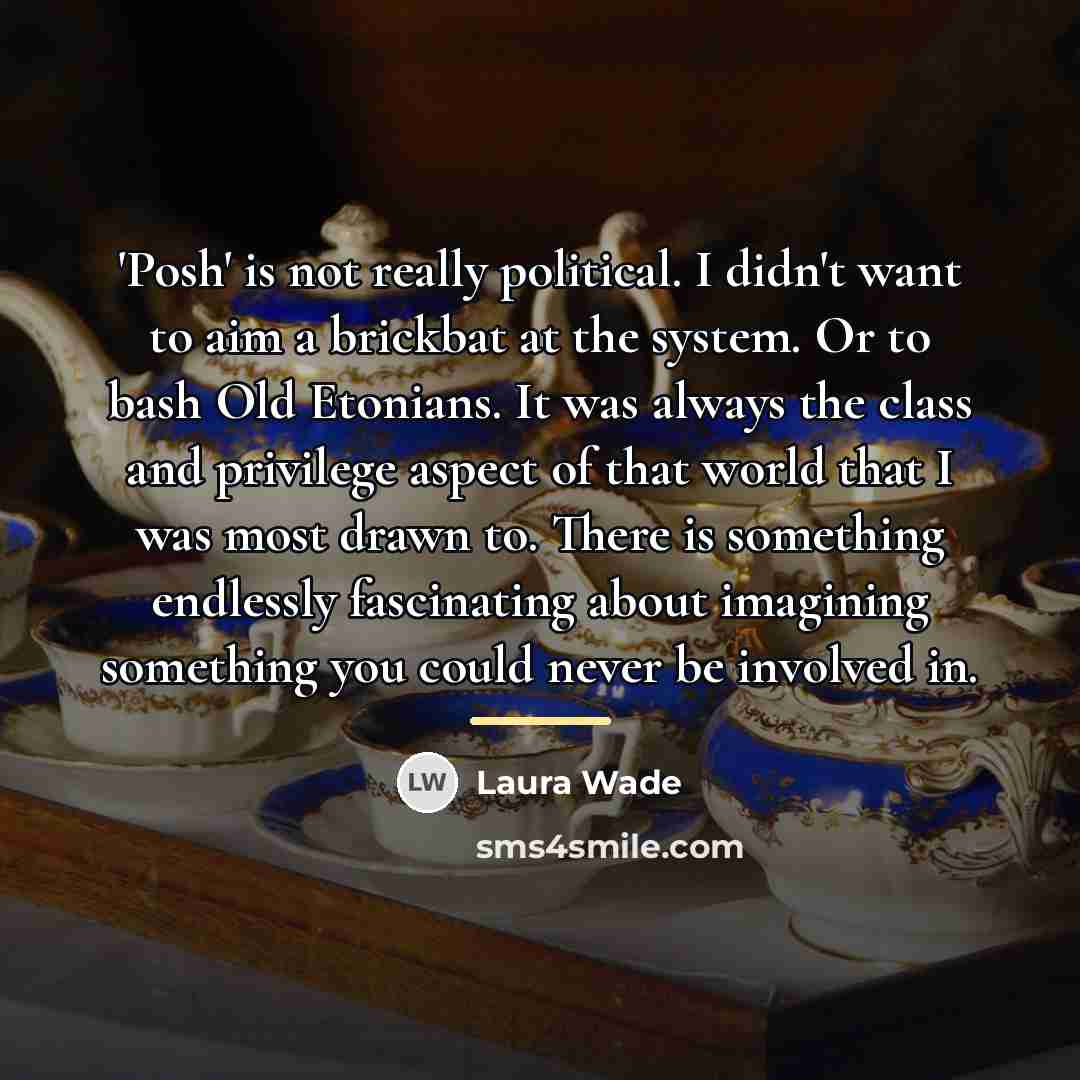 “'Posh' is not really political. I didn't want to aim…” quote by Laura Wade