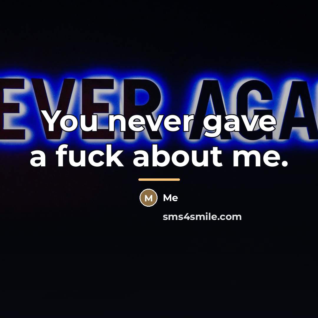“You never gave a fuck about me.…” quote by Me