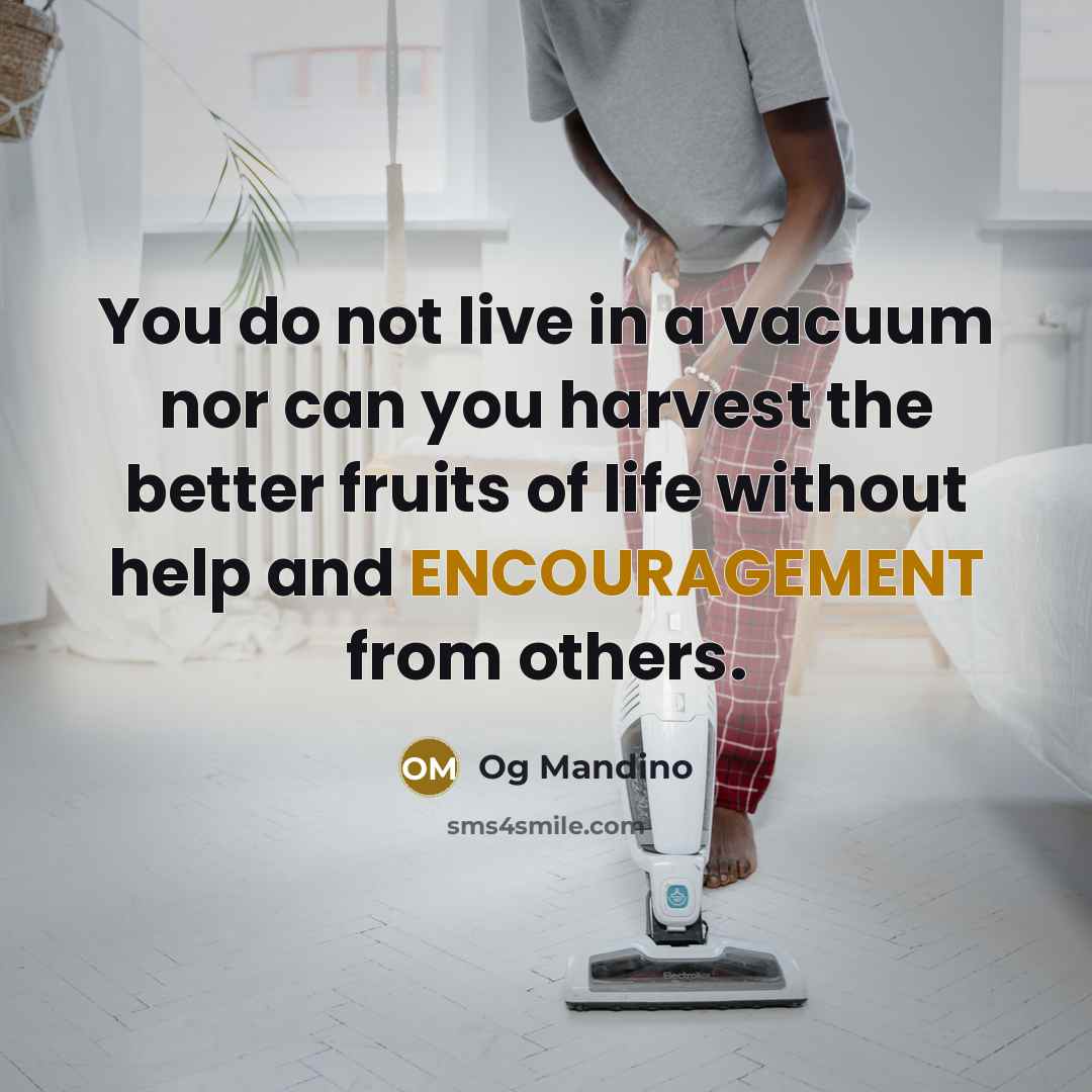 “You do not live in a vacuum nor can you…” quote by Og Mandino