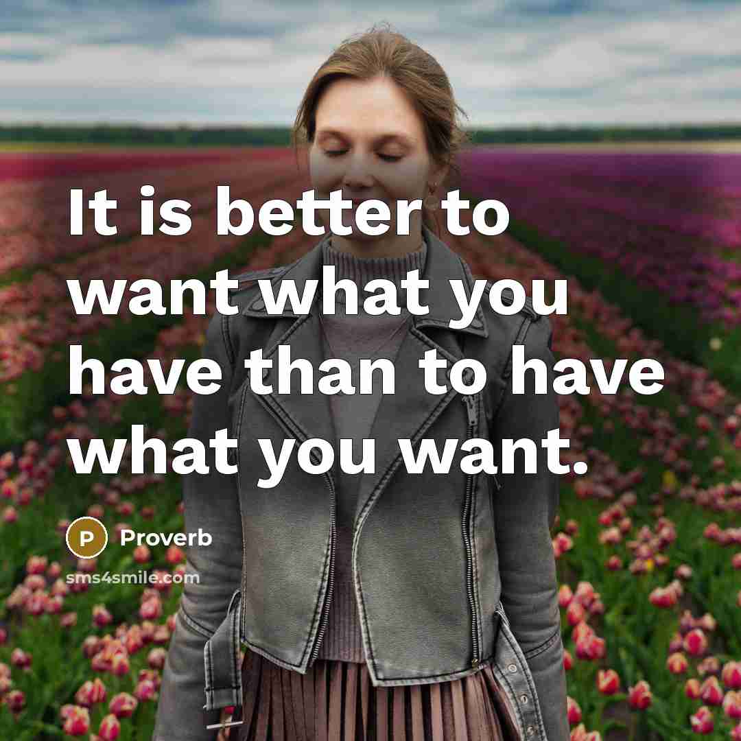 “It is better to want what you have than to…” quote by Proverb