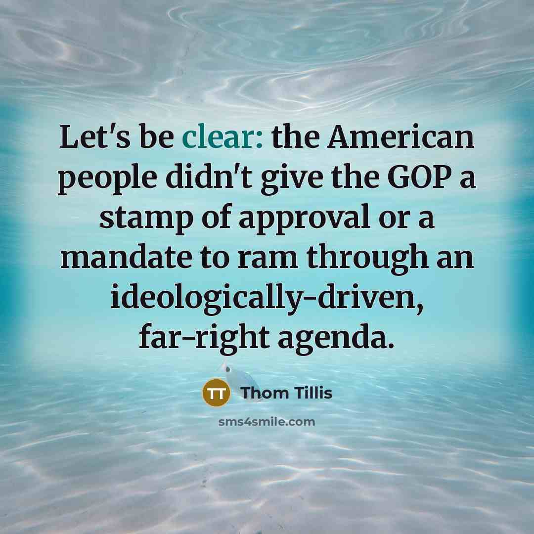 “Let's be clear: the American people didn't give the GOP…” quote by Thom Tillis