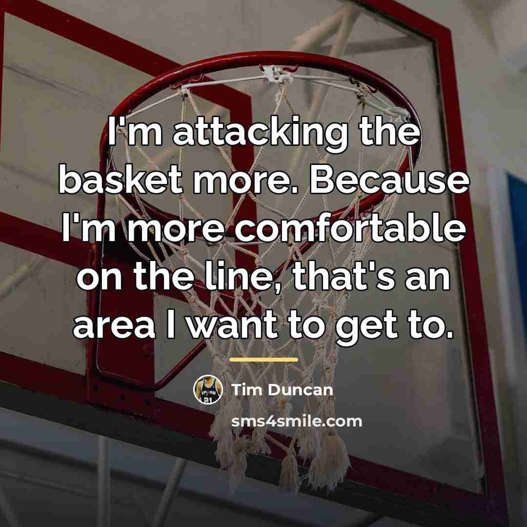 “I'm attacking the basket more. Because I'm more comfortable on…” quote by Tim Duncan